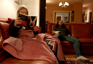 The Pastors settle in for what has become a typical Friday night together.